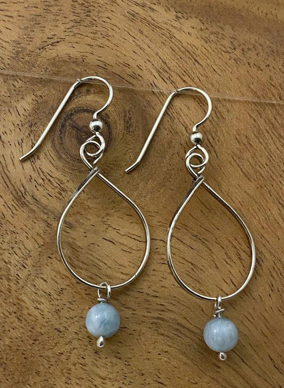 Sterling teardrop earrings with aquamarine