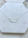 Forged sterling silver wire half moon necklace
