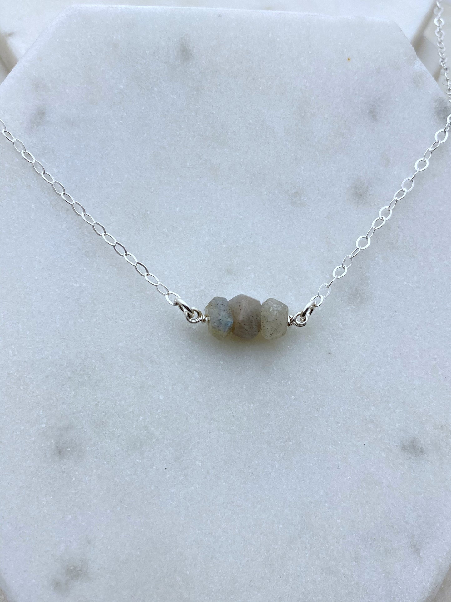 Labradorite gemstone and sterling silver necklace