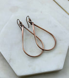Large copper teardrop hoop earrings