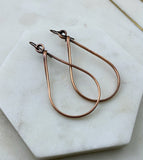X-Large copper teardrop hoop earrings
