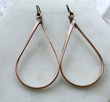 Large copper teardrop hoop earrings