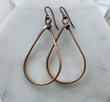 X-Large copper teardrop hoop earrings