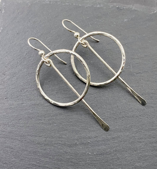 Sterling hoop earrings with sterling paddle
