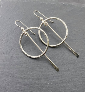 Sterling hoop earrings with sterling paddle