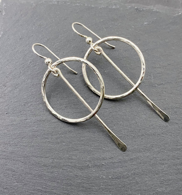 Sterling hoop earrings with sterling paddle