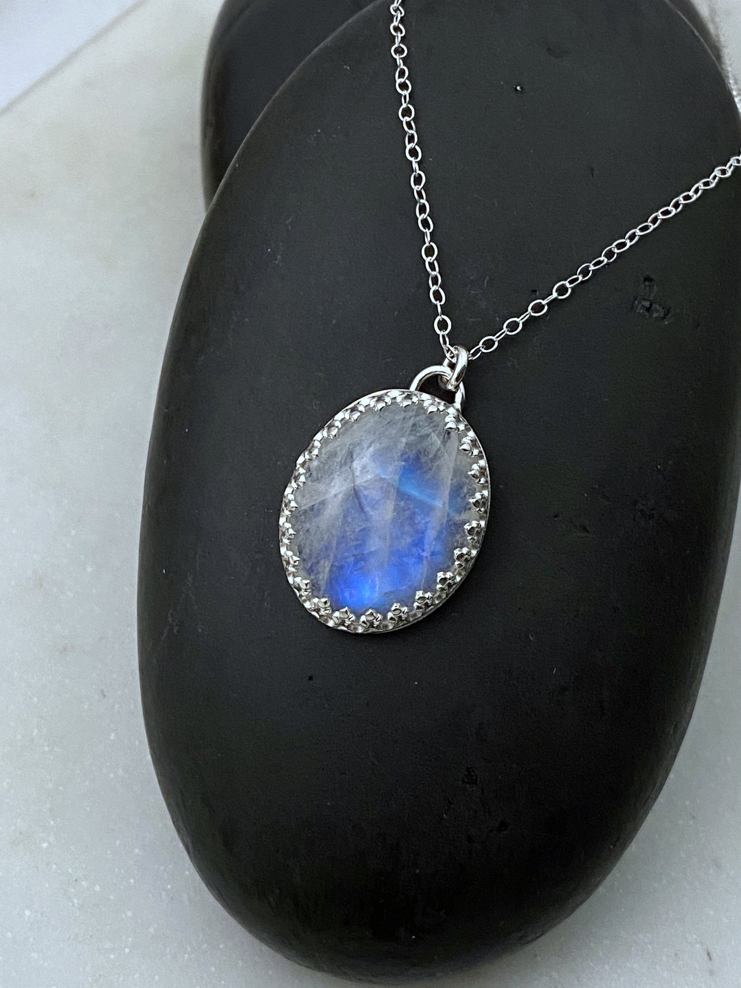 Moonstone and sterling silver necklace