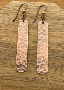 Copper hammer textured earrings