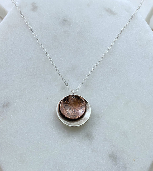 Mixed metal sterling and copper necklace
