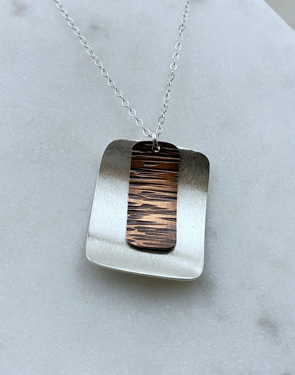 Sterling silver and copper mixed metal necklace