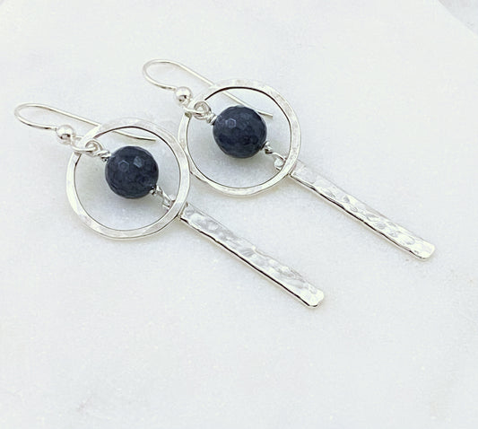 Sterling sliver and agate earring