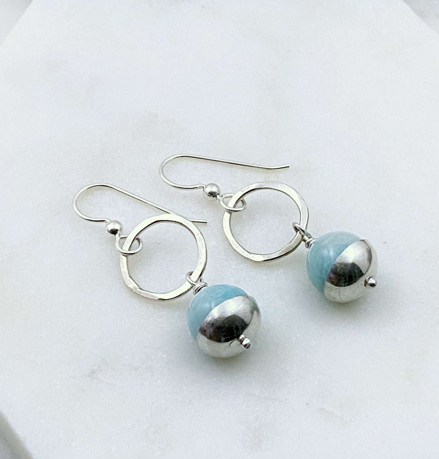 Sterling sliver and amazonite earrings