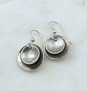 Sterling silver double disk earrings