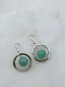 Sterling silver and amazonite hoop earrings