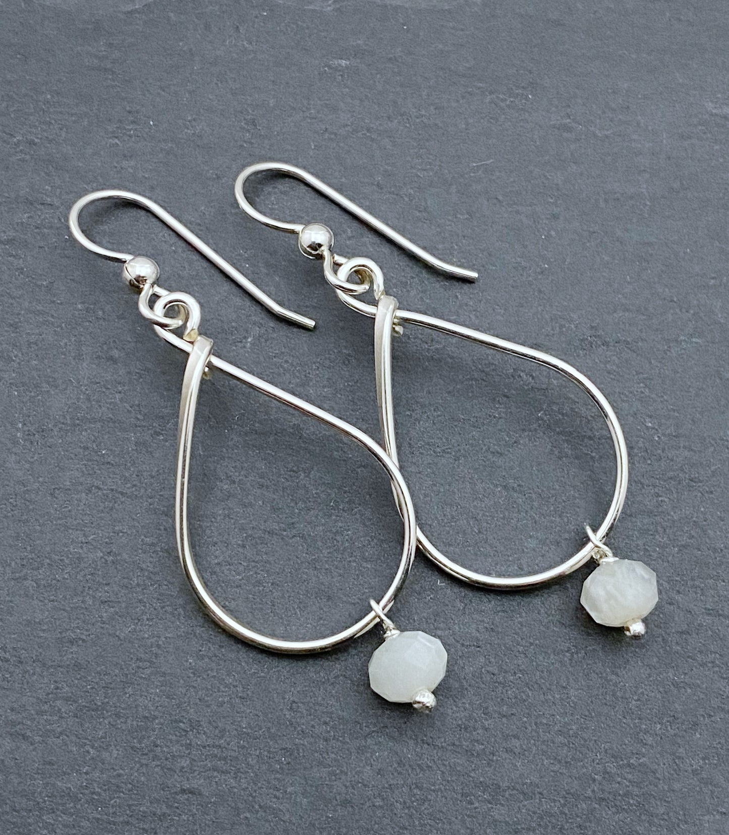 Sterling silver and moonstone teardrop earrings
