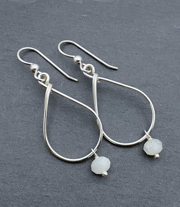 Sterling silver and moonstone teardrop earrings