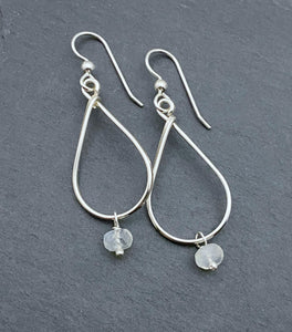 Sterling silver and rainbow moonstone teardrop earrings