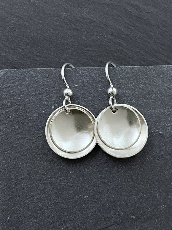 Sterling silver double disk earrings