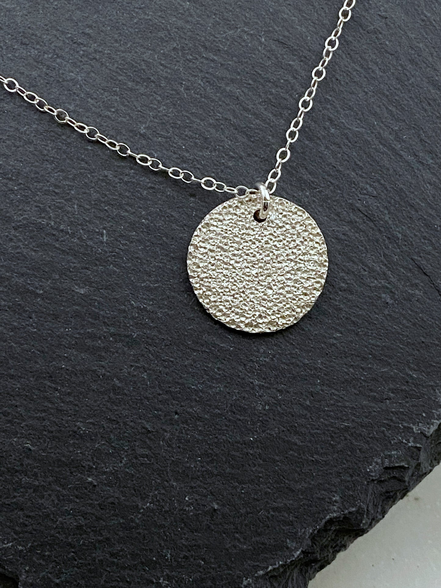 Sterling silver hammer textured necklace