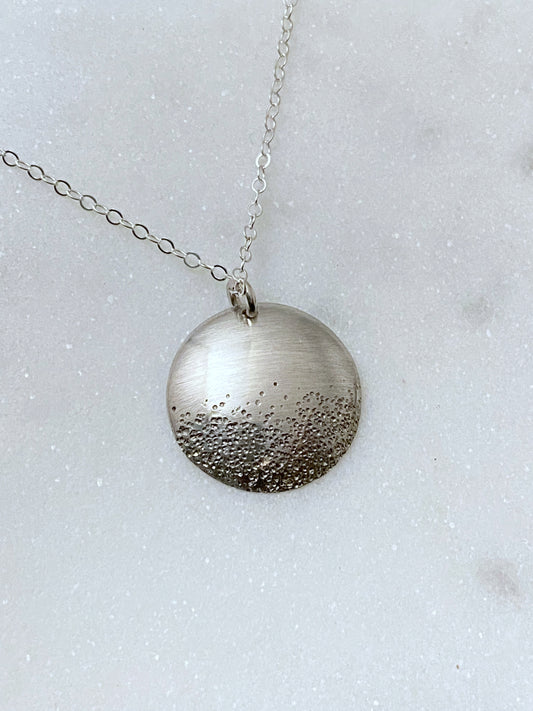 Sterling silver hammer textured necklace