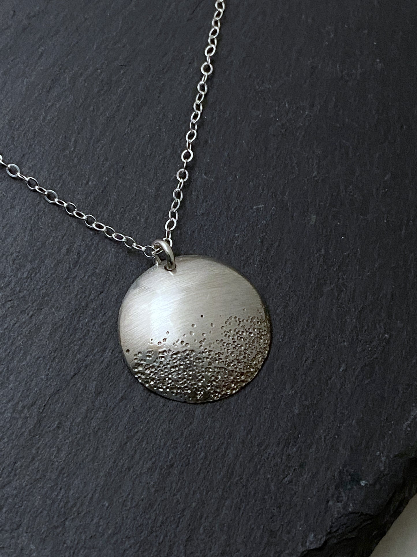Sterling silver hammer textured necklace