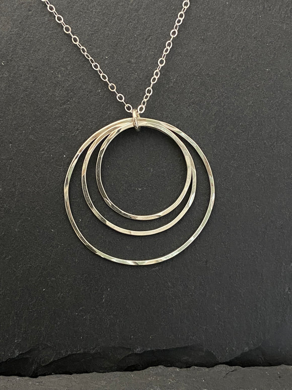 Sterling silver triple hoop necklace