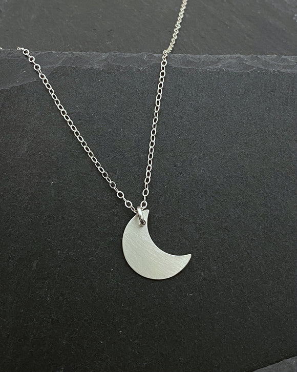 Forged Sterling Silver Moon Necklace