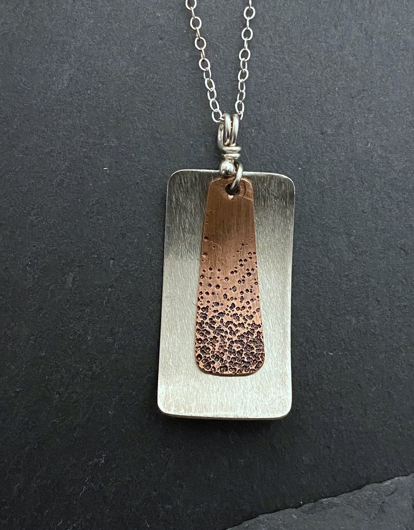 Sterling silver and copper mixed metal necklace