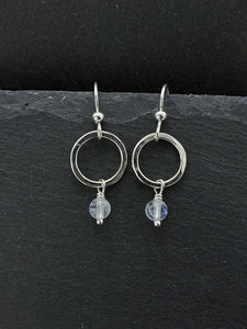 Sterling hoop earrings with moonstone