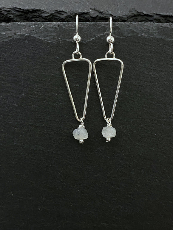 Sterling silver forged earrings with moonstone gemstones