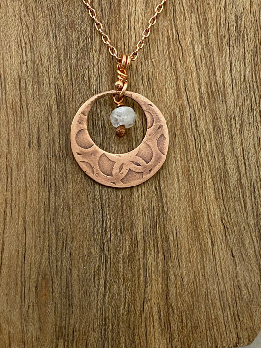 Forged copper necklace with moonstone