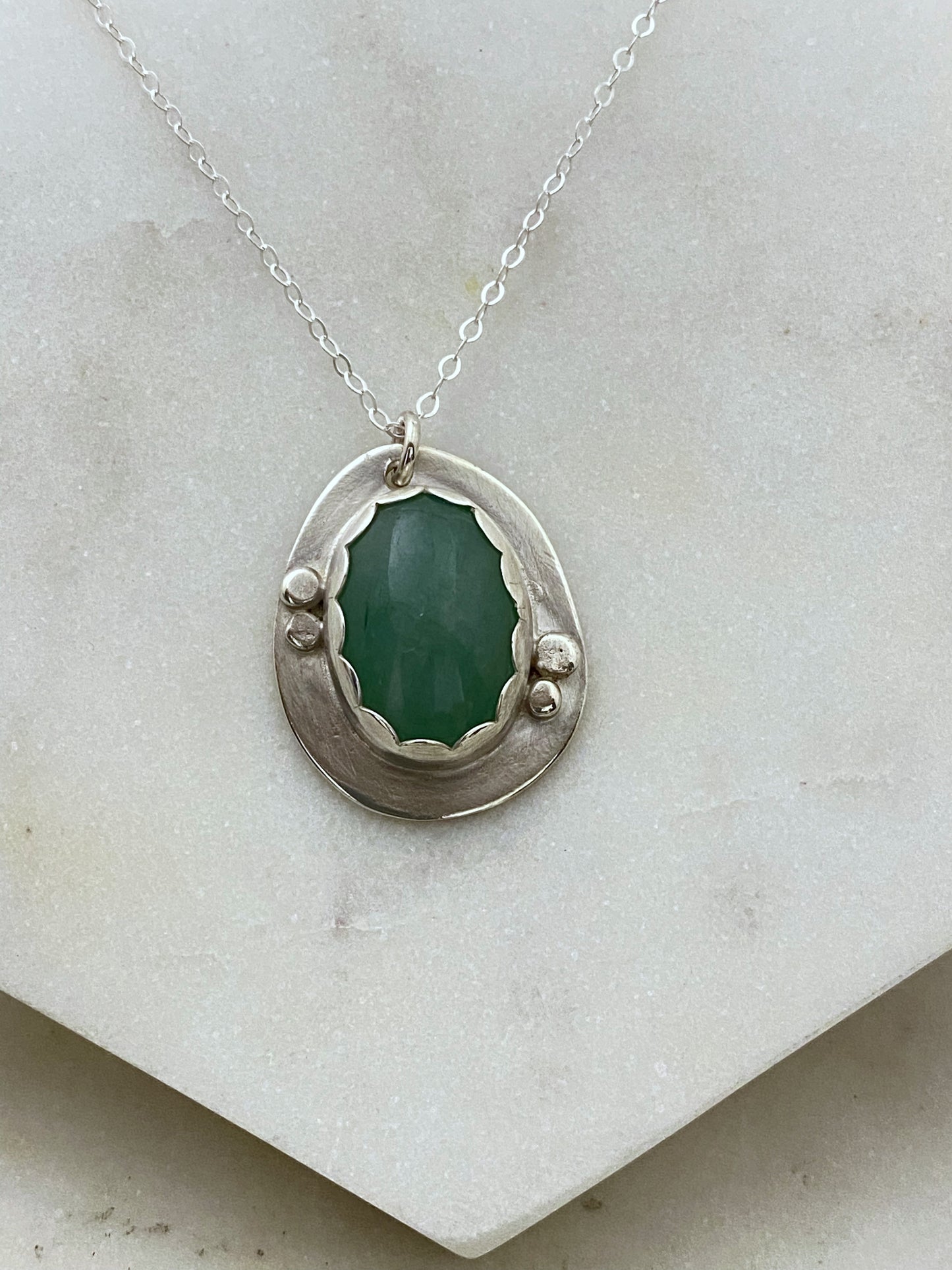 Sterling silver and aventurine stone set necklace