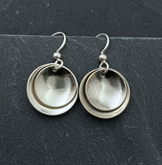 Sterling silver double disk earrings