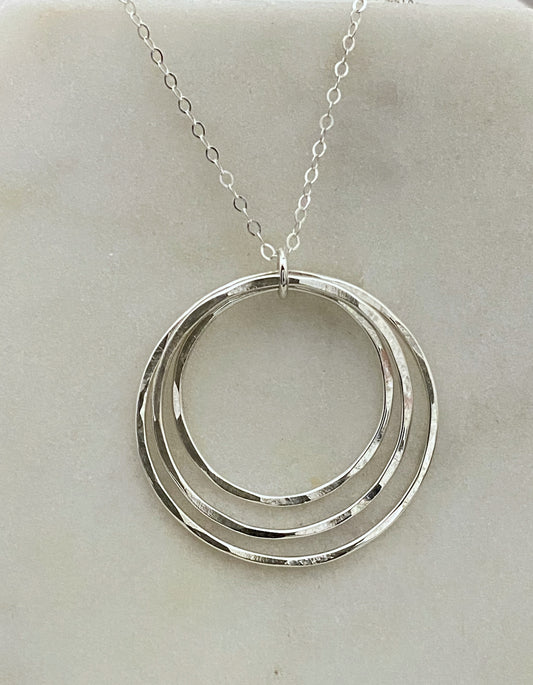 Forged hoop sterling silver necklace