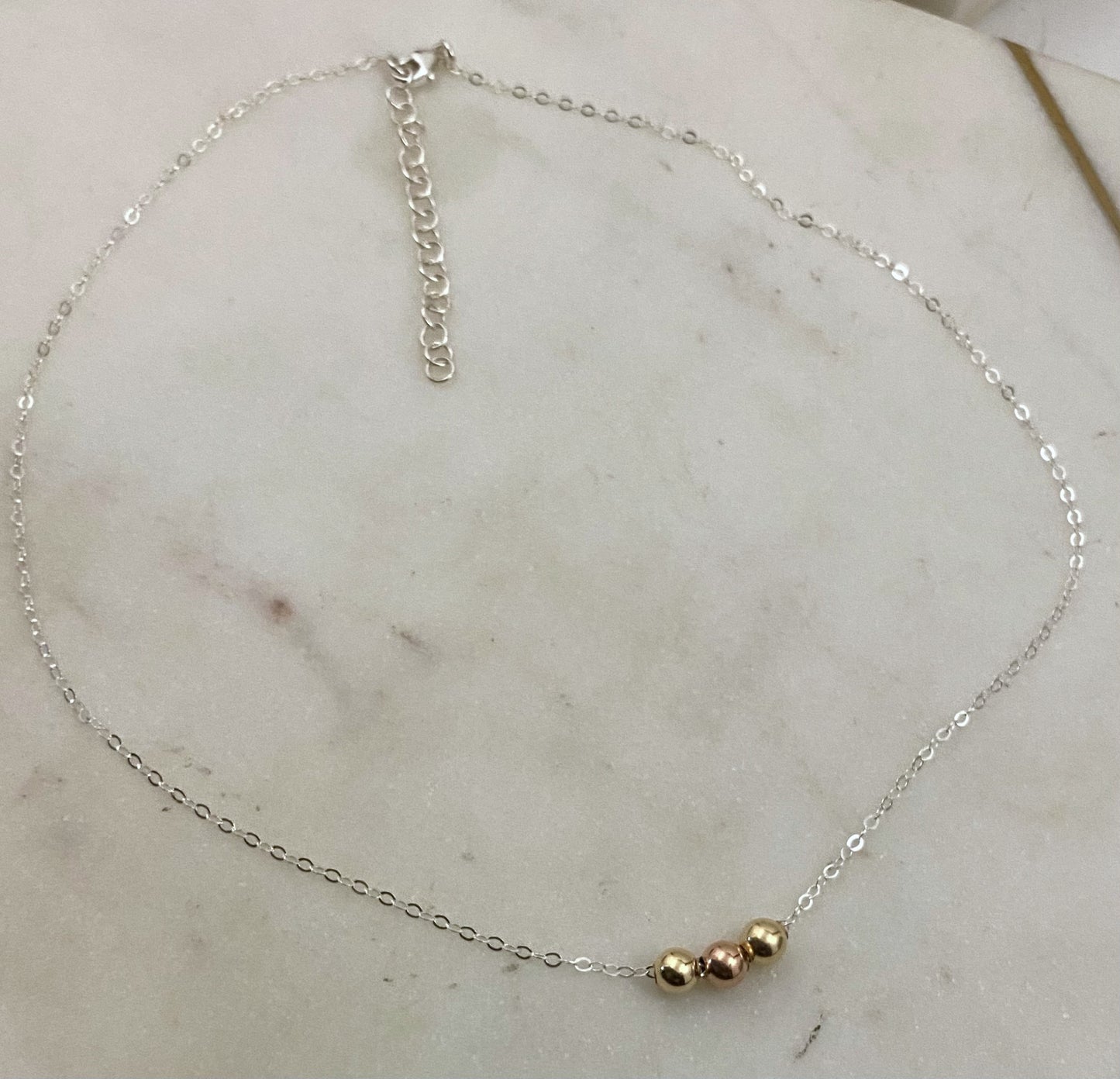 {Past, Present, Future} mixed metals necklace