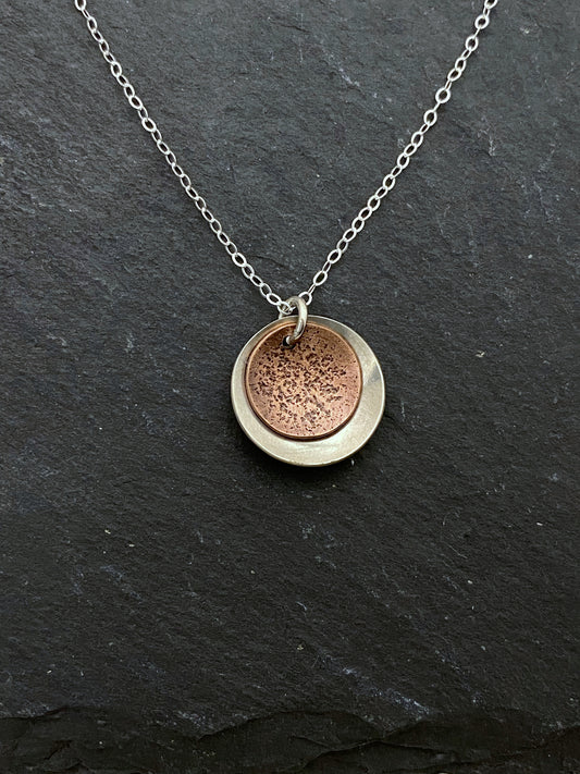 Mixed metal sterling and copper necklace