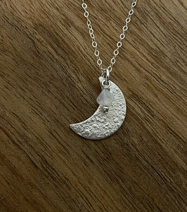 Sterling silver moon necklace with moonstone