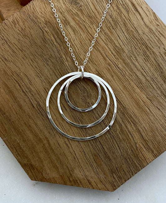Forged hoop sterling silver necklace