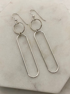 Forged sterling hoop and oval earrings