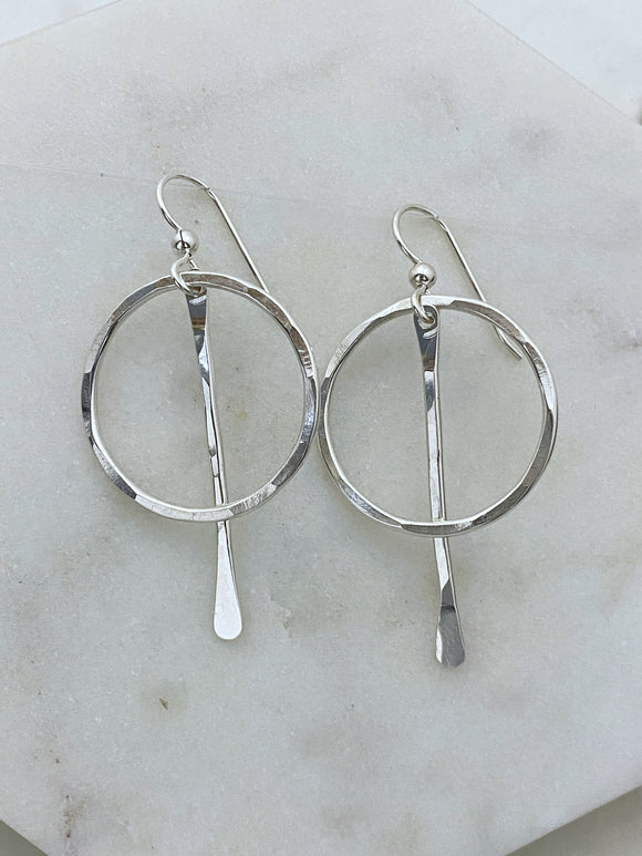 Sterling hoop earrings with sterling paddle