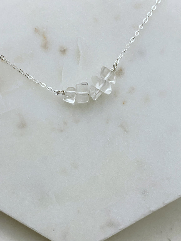 Quartz and sterling silver simple necklace