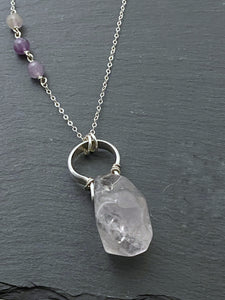 Forged sterling silver necklace with amethyst