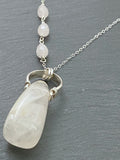 Forged sterling silver necklace with rose quartz