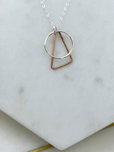 Sterling silver and copper mixed metal necklace