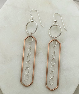 Mixed metal sterling and copper earrings
