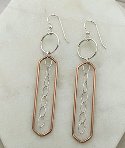 Mixed metal sterling and copper earrings