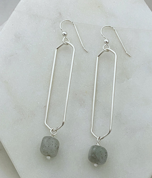 Sterling silver forged earrings with labradorite gemstones