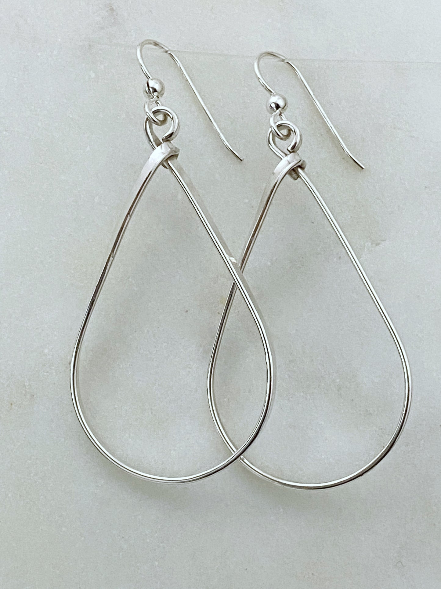 Sterling silver large teardrop earring