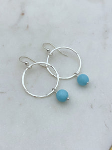 Sterling Hoops with Amazonite