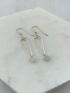 Sterling silver forged earrings with moonstone gemstones